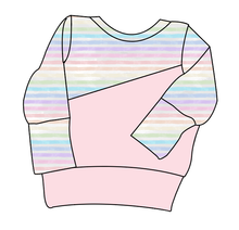 Load image into Gallery viewer, Pastel Watercolour Stripes Grow With Me Hoodie (or Crewneck)