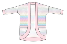 Load image into Gallery viewer, Pastel Watercolour Stripes Kids Cocoon Cardigan