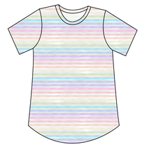 Load image into Gallery viewer, Pastel Watercolour Stripes Ladies' Relaxed Tee