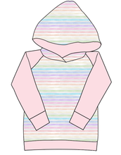 Load image into Gallery viewer, Pastel Watercolour Stripes Ladies Hoodie