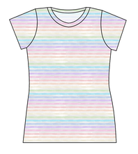 Load image into Gallery viewer, Pastel Watercolour Stripes Ladies' Basic Tee