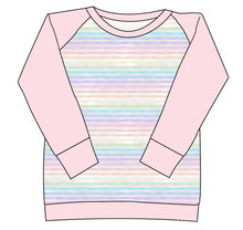 Load image into Gallery viewer, Pastel Watercolour Stripes Ladies' Classic Crewneck