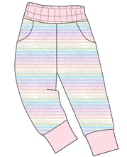 Load image into Gallery viewer, Pastel Watercolour Stripes Ladies' Joggers and Jogger Shorts