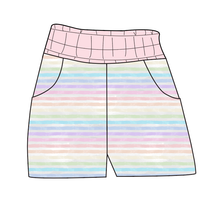 Load image into Gallery viewer, Pastel Watercolour Stripes Ladies' Joggers and Jogger Shorts