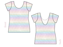 Load image into Gallery viewer, Pastel Watercolour Stripes Ladies' Low Back Ballerina Tee