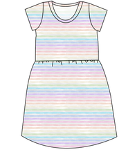 Load image into Gallery viewer, Pastel Watercolour Stripes Ladies' Play Dress