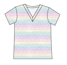 Load image into Gallery viewer, Pastel Watercolour Stripes Ladies' Slouchy V-Neck Tee