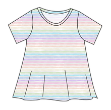 Load image into Gallery viewer, Pastel Watercolour Stripes Ladies' Swing Tee