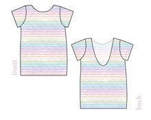 Load image into Gallery viewer, Pastel Watercolour Stripes Low Back Ballerina Tee