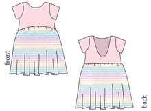 Load image into Gallery viewer, Pastel Watercolour Stripes Low Back Dress