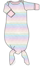 Load image into Gallery viewer, Pastel Watercolour Stripes Newborn Knotted Gown