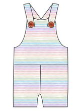 Load image into Gallery viewer, Pastel Watercolour Stripes Overalls and Shortalls