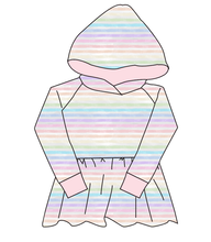 Load image into Gallery viewer, Pastel Watercolour Stripes Peplum Hoodie (or Crewneck)