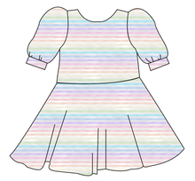 Load image into Gallery viewer, Pastel Watercolour Stripes Prairie Dress