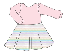 Load image into Gallery viewer, Pastel Watercolour Stripes Prairie Dress