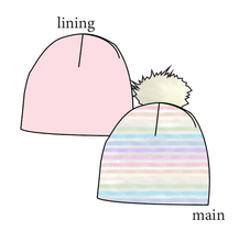 Load image into Gallery viewer, Pastel Watercolour Stripes Slouchy Beanie (Reversible!)