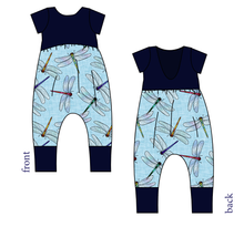 Load image into Gallery viewer, Dragonfly Skies Low Back Romper and Bubble Romper