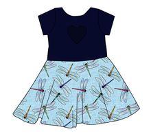 Load image into Gallery viewer, Dragonfly Skies Molly Heart Back Twirly Dress