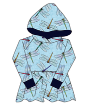 Load image into Gallery viewer, Dragonfly Skies Peplum Hoodie (or Crewneck)
