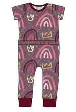 Load image into Gallery viewer, Soft Pink Rainbows Bennett Pants and Shorts Length T-Shirt Romper