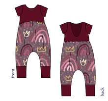 Load image into Gallery viewer, Soft Pink Rainbows Low Back Romper and Bubble Romper