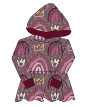 Load image into Gallery viewer, Soft Pink Rainbows Peplum Hoodie (or Crewneck)