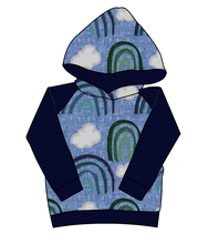 Load image into Gallery viewer, Soft Blue Rainbows Classic Hoodie (or Crewneck)