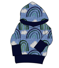 Load image into Gallery viewer, Soft Blue Rainbows Grow With Me Hoodie (or Crewneck)