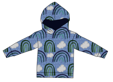 Load image into Gallery viewer, Soft Blue Rainbows Ladies Oversized Hoodie