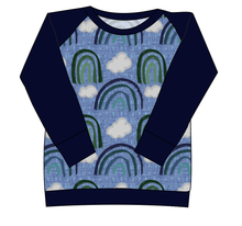 Load image into Gallery viewer, Soft Blue Rainbows Ladies' Classic Crewneck