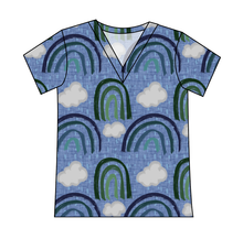 Load image into Gallery viewer, Soft Blue Rainbows Ladies' Slouchy V-Neck Tee