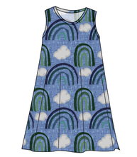 Load image into Gallery viewer, Soft Blue Rainbows Ladies' Swing Dress