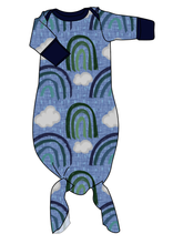 Load image into Gallery viewer, Soft Blue Rainbows Newborn Knotted Gown