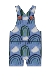 Load image into Gallery viewer, Soft Blue Rainbows Overalls and Shortalls