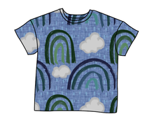 Load image into Gallery viewer, Soft Blue Rainbows Oversized Tee