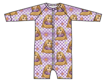 Load image into Gallery viewer, Tower Princess Check Swim One Piece Rashguard Suit