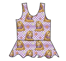 Load image into Gallery viewer, Tower Princess Check Swim Peplum Swim Top