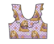 Load image into Gallery viewer, Tower Princess Check Swim Ruffle Neck Swim Top