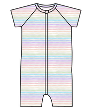 Load image into Gallery viewer, Pastel Watercolour Stripes Swim One Piece Rashguard Suit