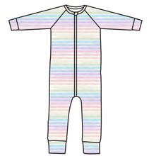 Load image into Gallery viewer, Pastel Watercolour Stripes Swim One Piece Rashguard Suit