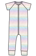 Load image into Gallery viewer, Pastel Watercolour Stripes Swim One Piece Rashguard Suit