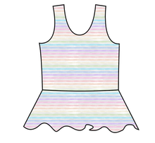 Load image into Gallery viewer, Pastel Watercolour Stripes Swim Peplum Swim Top
