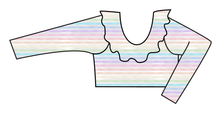 Load image into Gallery viewer, Pastel Watercolour Stripes Swim Ruffle Neck Swim Top