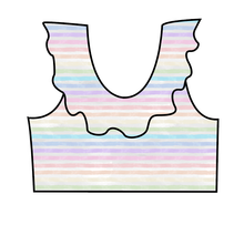 Load image into Gallery viewer, Pastel Watercolour Stripes Swim Ruffle Neck Swim Top