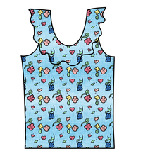 Load image into Gallery viewer, Soft Spring Floral Swim Ruffle Neck Swim Top