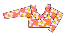 Load image into Gallery viewer, Smiley Floral Swim Ruffle Neck Swim Top