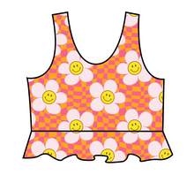 Load image into Gallery viewer, Smiley Floral Swim Peplum Swim Top