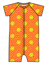 Load image into Gallery viewer, Smiley Checks Swim One Piece Rashguard Suit