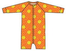 Load image into Gallery viewer, Smiley Checks Swim One Piece Rashguard Suit