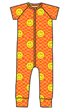 Load image into Gallery viewer, Smiley Checks Swim One Piece Rashguard Suit